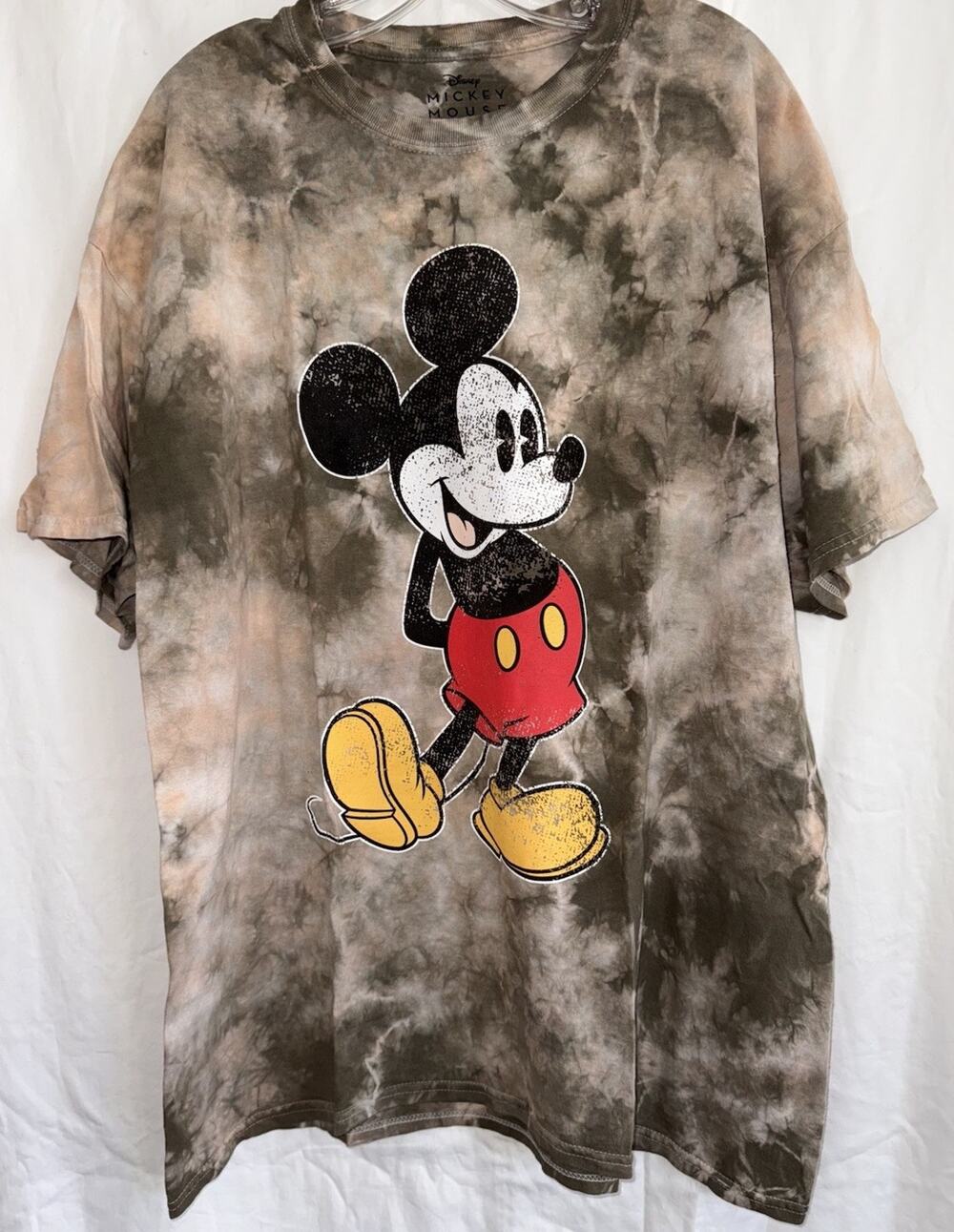 Walt Disney Mickey Mouse NWOT Tie-Dyed Brown Black Retro T-Shirt Men's Size 2X
